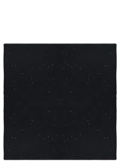 Antonelli Rectangular Black Wool Blend Scarf With Subtle Sparkle