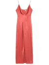 Antonelli Deep V-neck Evening Dress With Spaghetti Straps In Red