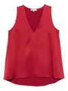 Antonelli Sleeveless Red Satin Top With V-neck  In Multi