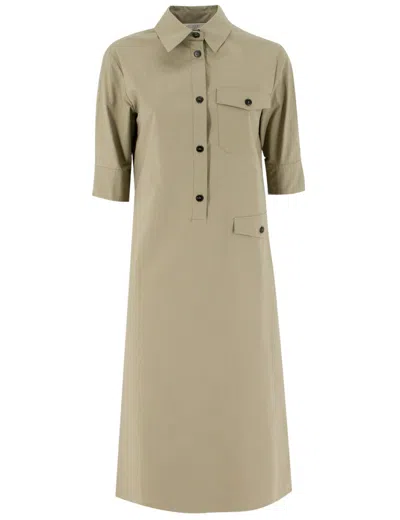 Antonelli Regular Fit Dress With Shirt Collar In Green