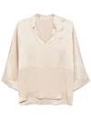 Antonelli Relaxed Fit Beige Top With V-neckline