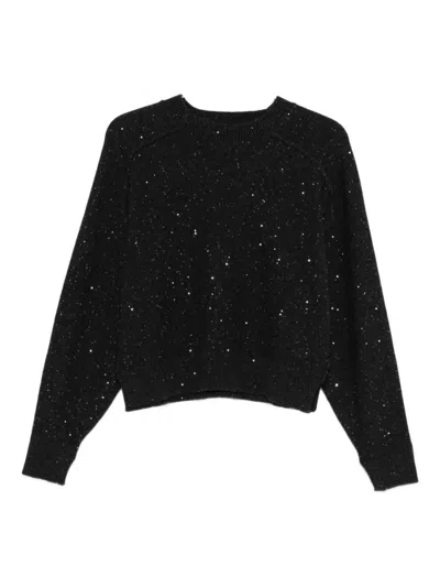 ANTONELLI RELAXED FIT GRAY SWEATER WITH SPARKLING SEQUINS