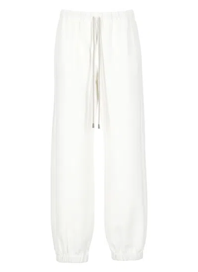 Antonelli Relaxed-fit White Cotton Pants With Drawstring Waist