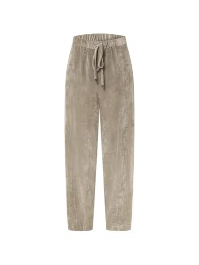 Antonelli Ribbed Drawstring Trousers In Gold