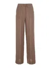 Antonelli Rocchette Brown Linen With Elastic Waist In Linen Woman In Brown