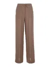 Antonelli Rocchette Brown Linen With Elastic Waist In Linen Woman