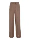 Antonelli Rocchette Brown Linen With Elastic Waist In Linen Woman In Brown