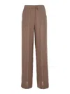 Antonelli Rocchette Brown Linen With Elastic Waist In Linen Woman In Brown
