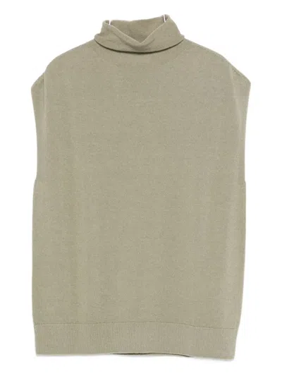 Antonelli Roll-neck Sleeveless Top In Gray