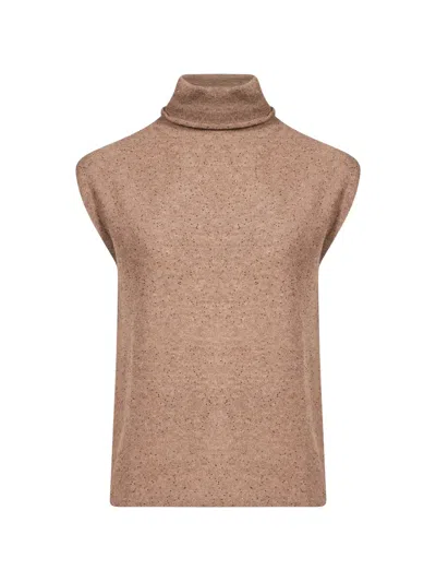 Antonelli Roll-neck Sleeveless Sweater In Brown