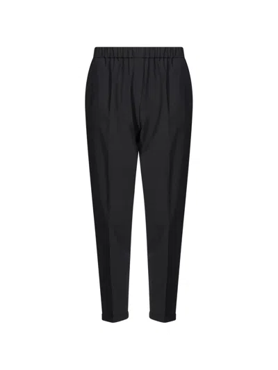 Antonelli Rosalba Cigarette Elasticated-waistband Cropped Trousers In Black