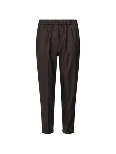 Antonelli Rosalba Cigarette Elasticated-waistband Turn-up Trousers In Brown