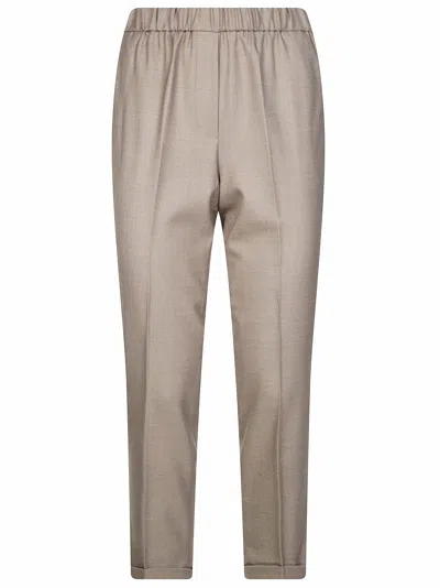 Antonelli Rosalba Relaxed Tapered Elastic-waist Trousers In Neutral