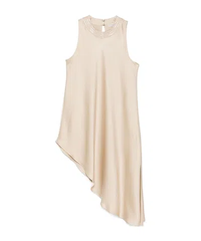 Antonelli Round-neck Asymmetric Blouse In Neutral