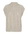 Antonelli Faustina Beige Sleeveless Crewneck Knit Vest In Wool Woman In Brown