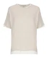 Antonelli Crew Neck Cotton T-shirt With Contrasting Details In Neutral