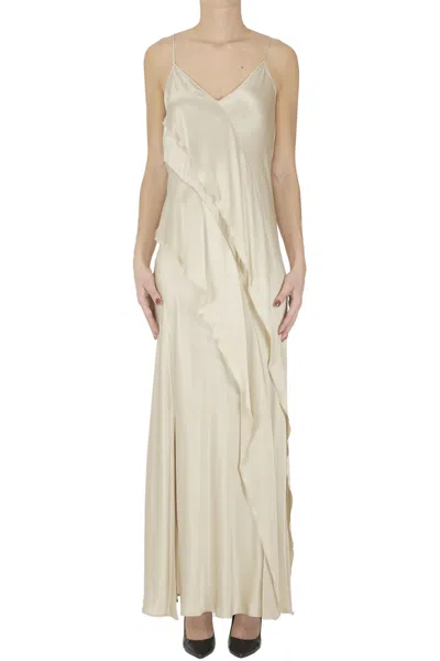 Antonelli Ruched Slip Dress In Neutral