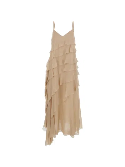 Antonelli Ruffled Silk Maxi Dress In Neutral
