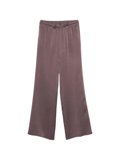 Antonelli Satin Brown Tiete Trousers  In Purple