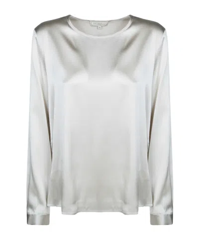 Antonelli Satin Long-sleeve T-shirt With A Round Neck In White
