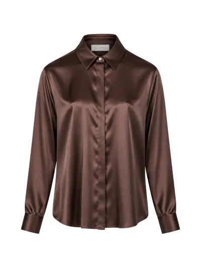 Antonelli Satin-finish Long-sleeve Shirt In Brown