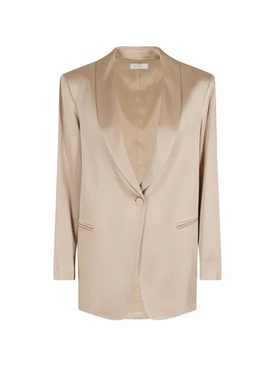 Antonelli Satin-finish Shawl-lapel Jacket In Neutral