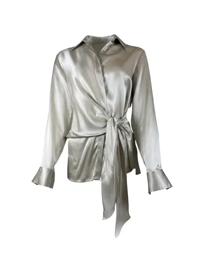 Antonelli Satin-finish Tie-fastening Shirt In Silver