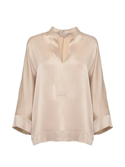 Antonelli Satin-finish V-neck Blouse In Neutral
