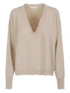 Antonelli V-neck Long-sleeved Sweater In Neutral