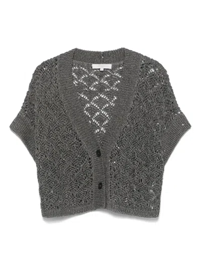 Antonelli Sequin-embellished Cardigan In Grey