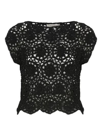 ANTONELLI SEQUIN-EMBELLISHED CROCHET TOP