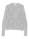 Antonelli Sequin-embellished Diamond-pattern Sweater In Gray