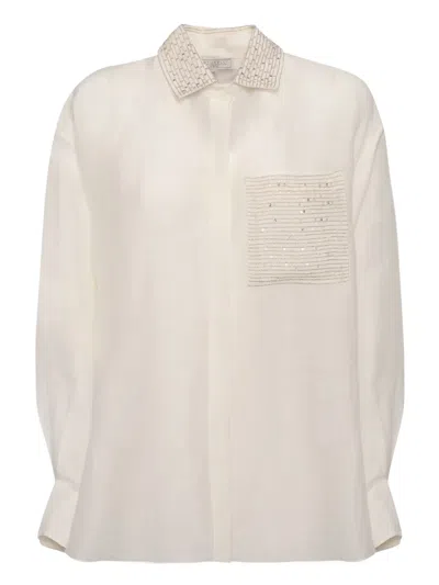 Antonelli Sequin-embellished Pocket Shirt In Neutral