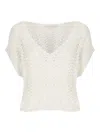 Antonelli Paillette-embellished Ivory Sweater With Wide Neckline In White