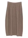 Antonelli Tortora Midi Skirt With Subtle Shimmer And Flared Silhouette In Brown