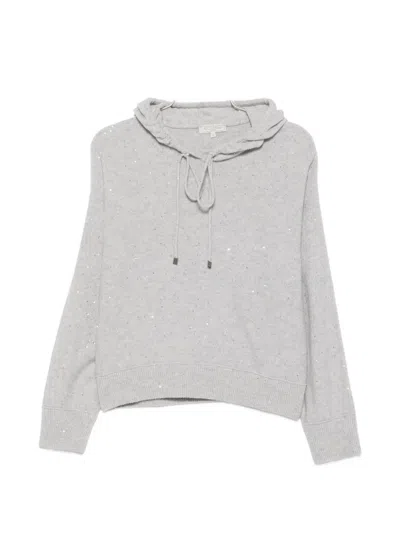 Antonelli Sequin-embellished Drawstring Hoodie In Gray