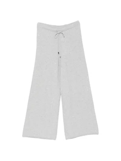 Antonelli Sequin-embellished Drawstring Trousers In Gray