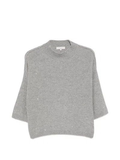 Antonelli Sequin-embellished High-neck Sweater In Gray