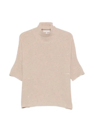 Antonelli Sequin-embellished High-neck Sweater In Neutral
