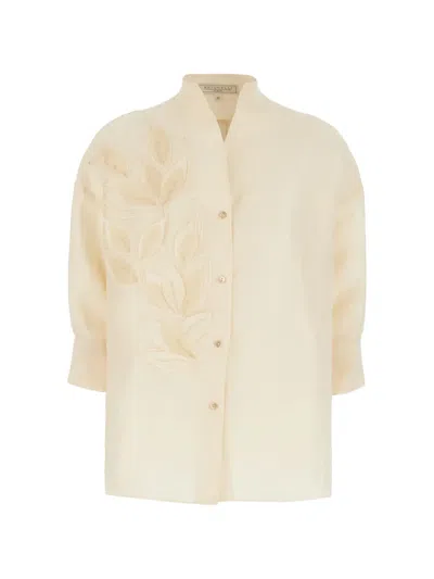 Antonelli Sequin-embellished Leaf-patch Shirt In Multi