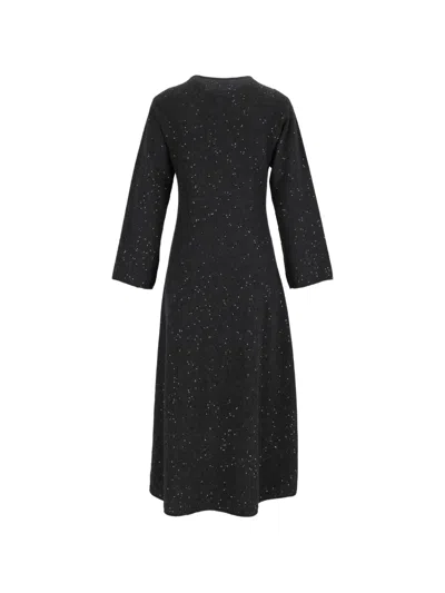 Antonelli Sequin-embellished Long-sleeve Maxi Dress In Black