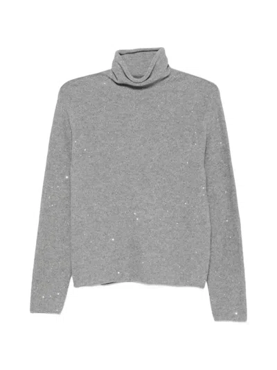 Antonelli Sequin-embellished Roll-neck Sweater In Gray