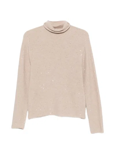 Antonelli Sequin-embellished Roll-neck Sweater In Pink
