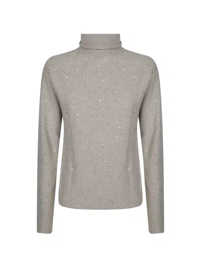 Antonelli Sequin-embellished Roll-neck Sweater In Gray