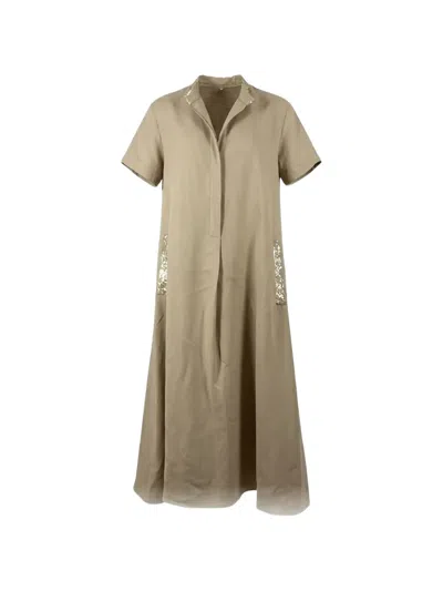 Antonelli Sequin-embellished Short-sleeve Dress In Neutral