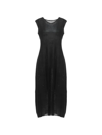 Antonelli Sequin-embellished Sleeveless Midi Dress In Black