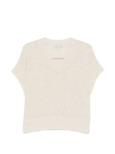 Antonelli Sequin-embellishment V-neck Top In Neutral