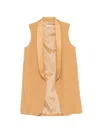 Antonelli Yellow Solid Sleeveless Jacket In Brown