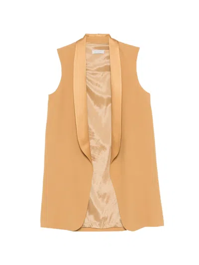Antonelli Shawl-collar Sleeveless Coat In Brown