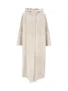 Antonelli Hooded Panelled Leather Coat In White